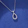 Collar de Plata de Ley S925 con Calado Completo de Diamantes en Forma de Gota para Mujer, Moda, Diseño de Nicho, Cadena para Clavícula, Joyería, Fabricante, Venta al por Mayor