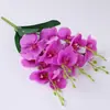 Orquídea Phalaenopsis Artificial com Folhas Flor Falsa Mini Orquídea Decoração de Casa Adereços de Fotografia Enfeites Flor de Bonsai Arranjo