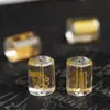 Cristal Branco Madeira Dourada Água Fogo Terra Cinco Elementos Estampagem a Quente Balde Contas Contas Redondas Contas Soltas Pulseira Pulseira Contas de Buda Acessórios DIY Joias