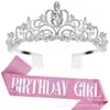 Corona de Diamante Flash para Niña de Cumpleaños/Reina Traje con Cinta Decoración para Fiesta de Cumpleaños Traje de Novia