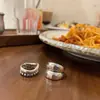Anillo Minimalista Redondo de Perlas Japonés y Coreano para Mujer, Estilo Europeo y Americano, Geométrico, Estilo Fresco, Ajustable, Anillo de Dedo Índice Transfronterizo de Moda