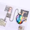 Nueva Cadena de Collar con Colgante Ovalado de Onda de Agua Colorida de Amazon, Moda Versátil Retro de Alta Gama, Regalo