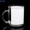 Suministro de fábrica, taza de vidrio con parche transparente de sublimación de 11 oz con revestimiento, vidrio transfronterizo personalizado creativo