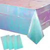 Mantel de Mesa para Fiesta de Papel de Aluminio Arcoíris Láser Rojo Rosa Láser Niña Cumpleaños Boda Fiesta Mantel Desechable Suministros