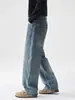 Nuevos pantalones vaqueros de pierna ancha rectos holgados para hombre estilo streetwear lavado vintage modernos