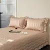 Lujo Ligero Color Sólido Algodón de Fibra Larga Mercerizado 60S Proceso de Costura de Alta Densidad Funda de Cama Lavada con Arena a Alta Temperatura Juego Individual/Tres Piezas Cubrelecho Grueso Antideslizante