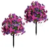 Flores Artificiais Mais Vendidas Transfronteiriças Arranjo de Flor de Glória da Manhã com Estacas de Chão Decoração de Jardim Decoração de Flor Artificial de Eucalipto Plantas Verdes Artificiais