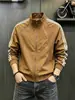 Chaqueta azul oscuro de tres rayas con cuello alto para hombre, otoño, chaqueta de béisbol deconstruida y empalmada, chaqueta bomber cleanfit