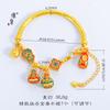 Pulsera de media mano con el método antiguo de Jin Yan, Dios de la Riqueza de Cinco Vías Azul Quemado, para ganar dinero y tragar bestias doradas, Pulsera de temperamento retro femenino de la Familia de las Tres Bestias