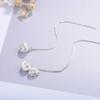 Pendientes de plata S925 con forma de aguja y perla para mujer, sencillos, frescos, largos, con borlas, cadena para las orejas, elegantes, con nicho