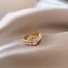 Anillo Abierto de Calabaza Perla con Diamantes Completos para Mujer Diseño de Nicho Exquisito Anillo para Dedo Índice Temperamento Lujo Ligero Sensación de Alta Gama Joyería de Mano