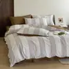 2026 Novo Estilo Ins Fresco e Simples Jacquard Waffle Lavado em Alta Temperatura Algodão 100% Algodão Lavado Conjunto de Quatro Peças - Série de Tecidos