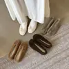 Zapatos Planos de Lana para Mujer Zapatos de Corte Bajo Individuales Otoño Invierno Nuevo Estilo Coreano Lazo Cómodos de Tacón Plano Zapatos de Piel para Mujer Individuales Súper