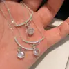 Collar Redondo de Circonita Súper Brillante Estilo Coreano Estilo Ins, Cadena para Clavícula de Lujo Ligero y Alta Gama, Accesorio de Moda y Versátil para Mujeres