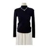 Suéter Gris de Alta Gama para Mujer para Otoño e Invierno 2026 Estilo Nuevo Cuello Semi-Alto Tejido Capa Base Top de Invierno Cuello Medio