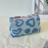 Bolsa de Cosméticos de Peluche y Linda, Bolsa de Almacenamiento de Maquillaje de Gran Capacidad, Neceser Portátil con Forma de Corazón, Bolsa de Cosméticos Pequeña, Conveniente para Viajar