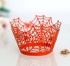 Borda de papel para bolo de abóbora de Halloween para casa transfronteiriça, castelo oco de renda de teia de aranha preta por atacado