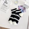 Calcetines de Mujer Zhuji Primavera/Verano Nuevos Calcetines de Mujer de Corte Bajo al por Mayor Patrón de Waffle Tridimensional Calcetines de Algodón Estilo Universitario Blanco y Negro