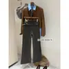 Su Xinlan/YOUMO Jeans de Pierna Micro Acampanada Ajustados Versátiles con Diseño de Cintura Elástica en Cuatro Direcciones y Aterciopelado Otoño/Invierno 95299-7