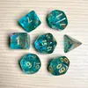 Juego de Dados Poliedros D&D con Patrón de Mármol, Color Mixto Transparente D4D6D8D10D12D20 Caras, Coc, Juego de Mesa, Juego de Siete Piezas