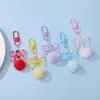 Chaveiro Pingente Bola de Pelúcia com Laço Colorido Estilo Ins Miçangas para Montagem DIY Acessório Versátil para Decoração de Bolsa de Trabalho