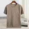 Suéter de Lana Pura con Cuello Redondo Otoño/Invierno 2025 para Hombre Manga Corta Top Camiseta Holgada Manga Media Suéter de Lana Suministro Transfronterizo