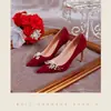 Zapatos de boda rojos cómodos para mujer Vestido de novia Xiuhua dos usos 2026 nuevos tacones altos zapatos de novia Zapatos de novia franceses