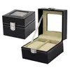 Cajas de Almacenamiento de Relojes de Cuero PU de Alta Gama y Exquisitas para Uso Doméstico de Niñas con Diseño de tragaluz
