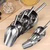 Cuchara para hielo de acero inoxidable, cuchara espesa para granos y harina, cuchara para alimentos para varios granos, té, palomitas de maíz y semillas de girasol, ideal para usar en puestos y para sacar cubitos de hielo