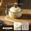 Panela de Cerâmica Estilo Retrô com Separação de Água e Tampa, Tigela para Ensopado Ninho de Pássaro, Tigela para Cozinhar Ovos no Vapor, Panela de Cerâmica Doméstica com Separação de Água, Tigela para Sopa, Louça