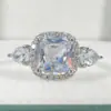 Anillo de cristal de color diamante cuadrado gordo de venta caliente europeo y americano nuevo anillo de circón de color amarillo verde rosa blanco azul púrpura de venta caliente