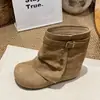 Botines de Plataforma Gruesa para Aumentar Altura Adelgazantes para Mujer Estilo Retro Francés con Hebilla de Cuero Botas Martin 2026 Otoño/Invierno Nuevos Amortiguadores Versátiles