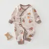 Roupa de Bebê Recém-Nascido Borboleta Primavera e Outono Algodão Puro Classe A Roupa de Bebê Infantil Sem Costura 0-3 Meses Macacão para Recém-Nascido
