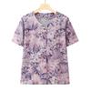 Traje Ligero de Verano para Mujeres de Mediana Edad y Mayores, Camisa de Manga Corta de Verano para Abuela, Conjunto de Dos Piezas de Cárdigan Estilo Madre