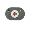 Jogos Americanos Retrô Nórdico Textura de Couro Quadrado Couro Dupla Face Mat de Jantar Ocidental Isolamento Térmico Impermeável à Prova de Óleo Mat de Mesa Venda por Atacado