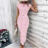 Comercio Exterior Transfronterizo Europeo y Americano Sitio Web Independiente de Ropa para Mujer Amazon Temu Vestido Largo de Manga Corta con Cuello Redondo y Lazo en la Cintura