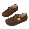 Zapatos Birkenstock de mujer nuevos de invierno con pelo grueso, puntera redonda, cálidos de algodón, planos, antideslizantes, para mamá, cálidos, tipo frijol