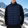 Comercio Exterior Otoño Invierno Chaleco de Algodón para Hombre Cuello Alto Simple Ropa Exterior Chaleco para Viajar Capa Interior Ligera Cálida Chaleco de Algodón para Hombre