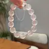 Pulseira de Cristal Rosa Natural, Pulseira de Cristal Rosa Starlight, Pulseira de Cristal Retrô de Nicho, Pulseira, Presente para Melhor Amiga