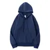 Suéter de boa qualidade! 600g algodão pesado azul marinho com capuz unissex cor sólida outono e inverno forrado com fleece logo
