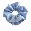 Scrunchie Plissado Grande de Cetim Dupla Camada Estilo Coreano para Mulheres no Trabalho Laço de Cabelo em Tons de Azul para Rabo de Cavalo ou Coque