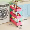Estante de Almacenamiento para Baño, Lado de la Lavadora, Espacio Extremadamente Estrecho, Gabinete de Almacenamiento para Detergente de Lavandería, Carrito de Piso de Múltiples Niveles para Baño