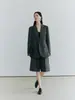 Blazer casual de designer outono novo feminino 2026, corte solto, lã fina cardada, um botão