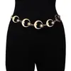 Cadena de cintura de girasol europea y americana Cadena corporal de metal para mujer Luna Creciente cadena cruzada elegante y ajustable cinturón de vestido decoración de cintura
