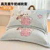 Funda de Almohada de Terciopelo de Leche Engrosada 48X74cm Paquete Doble Invierno para Niños y Adultos Funda Interior para Almohada Individual del Hogar
