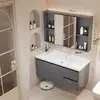 Gabinete de baño de aluminio de panal engrosado con lavabo de cerámica integrado y unidad de tocador