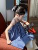 Vestido para Niñas 2026 Estilo Verano Versión Coreana para Niñas Vestido de Tirantes Cuadros Pequeños Vestido Casual Holgado sin Mangas para Niños