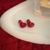 Otoño e invierno aretes de amor flor roja diseño nicho temperamento simple personalidad moda francés aretes de alto sentido