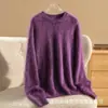 Estilo Nuevo Otoño e Invierno Lana Disfruta del Momento Acogedor 100% Cachemira Pura Cepillada Cuello Tijera Manga Larga Tejido Pulóver Suéter
