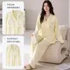 Temporada de primavera y otoño, conjunto de pijama de algodón para mujer de manga larga y pantalón largo con sujetador incorporado, talla grande, diseñado para madres, hecho de 100% algodón, adecuado para usar tanto en interiores como en exteriores